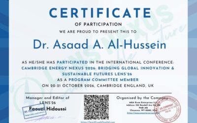 تدريسي من مركز الليزر والفوتونيات عضواً في لجنة علمية لمؤتمر كامبريدج للطاقة 2026 (LENS’26)…